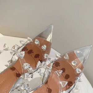 Star style Rivet Transparent PVC Cup Heeled Women Sandals