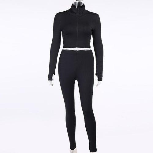 Long Sleeved Zipped Crop Top Tracksuit