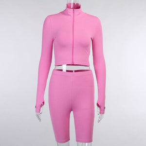 Long Sleeved Zipped Crop Top Tracksuit