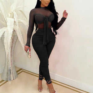 Long Sleeve Ruched Jumpsuit