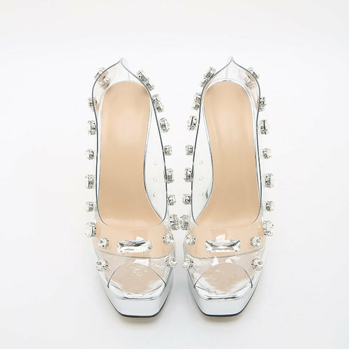 Crystal Transparent Platform Wedges Women Sandals
