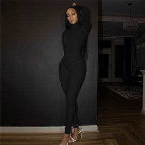 Long Sleeve Turtleneck Jumpsuits Body-Shaping