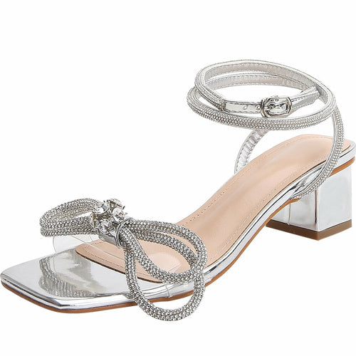 Crystal Women Sandals Luxury Rhinestones Bowknot Summer Wedding Shoes