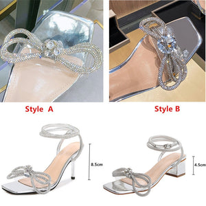 Crystal Women Sandals Luxury Rhinestones Bowknot Summer Wedding Shoes