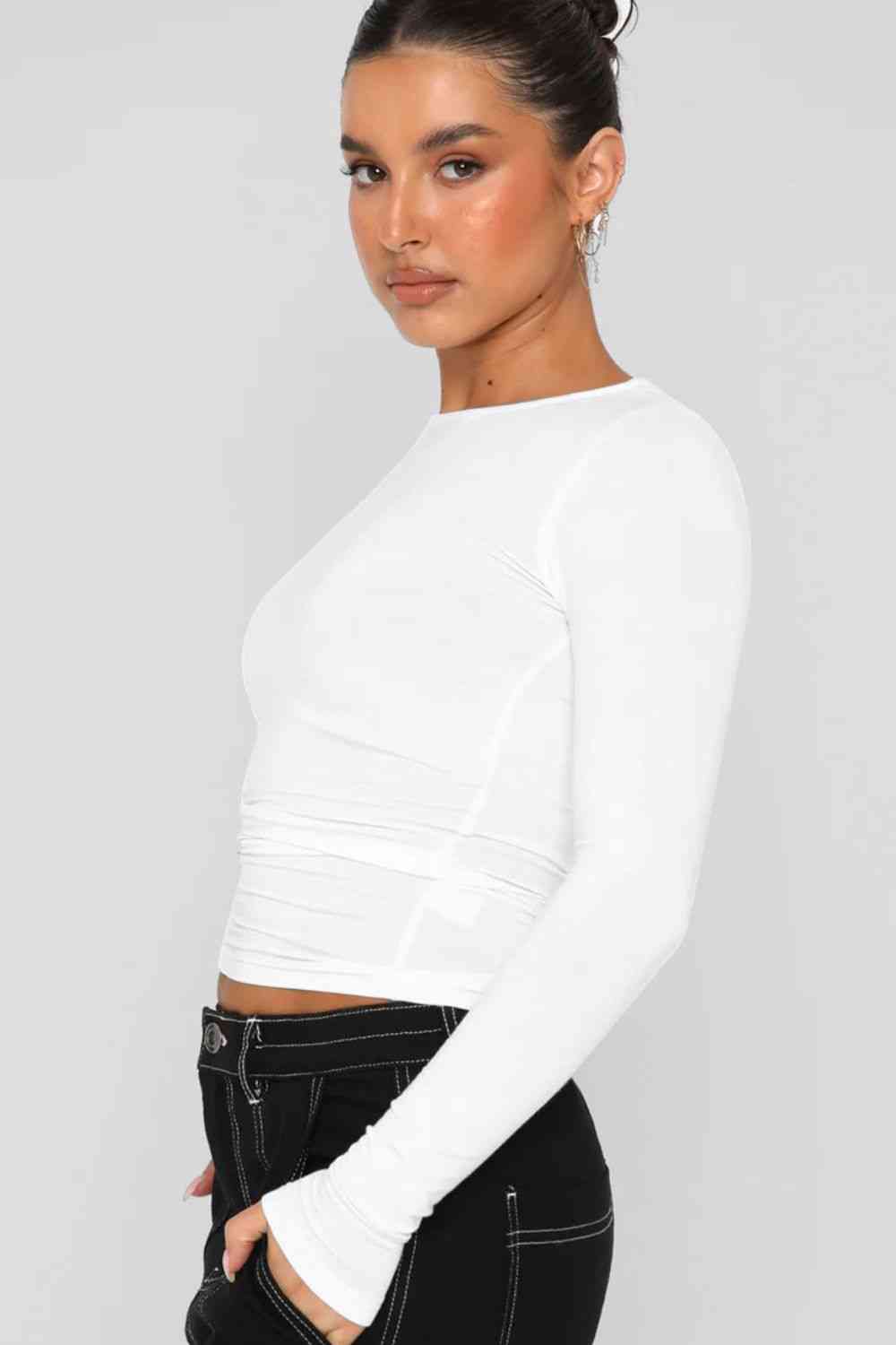 Round Neck Long-Sleeve Top