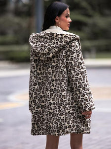 Leopard Print Hooded Teddy Coat